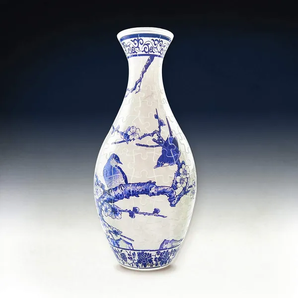 Pintoo - S1025 - Magpies on Plum Tree - 160 Piece Plastic Puzzle Vase