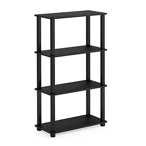 Furinno Turn-N-Tube 4-Tier Multipurpose Shelf Display Rack, Square Tube, Americano/Black - Americano/Black - 4-Tier Square Tube