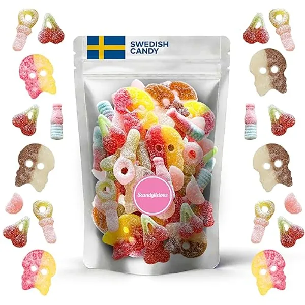 Swedish Candy Sour Pick & Mix - Includes Bubs Skulls - 1LB Assorted Authentic Gummy Sweets from Sweden - 1 Pounds