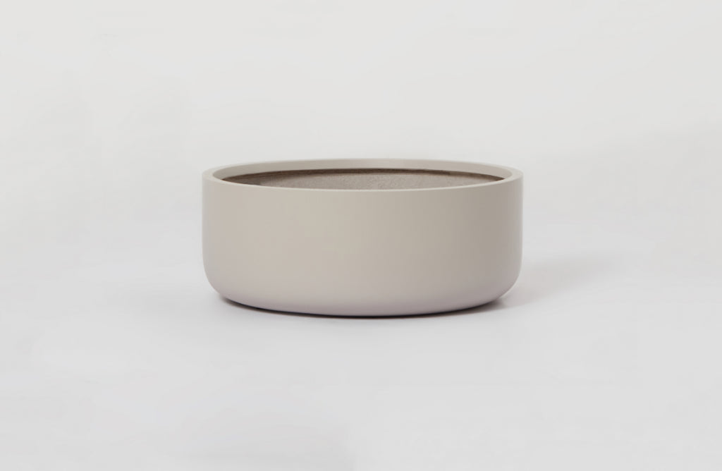 Gray Cream - Fiberstone Lightweight Round Bowl Planter Pot - Matte Finish