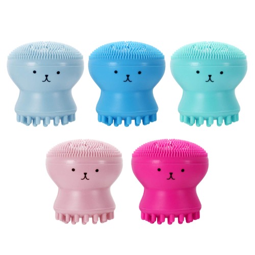 Vtrem 5 Pack Facial Cleansing Brush Silicone Handheld Face Brush Massager Cute Small Octopus Shape Face Scrubber for Deep Exfoliating Massage Cleansing Soft Brush - 