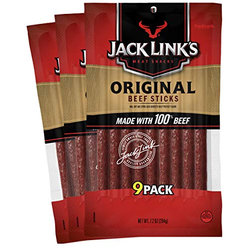 Jack Links Beef Snack Sticks, Original,7.2 Ounce (Pack of 3) â€“ Great Protein Meat Stick with 4g of Protein Per Serving, Made with 100% Premium Beef