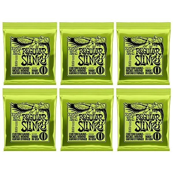 Ernie Ball Regular Slinky Nickel Wound Electric Guitar Strings 6 Pack - 10-46 Gauge