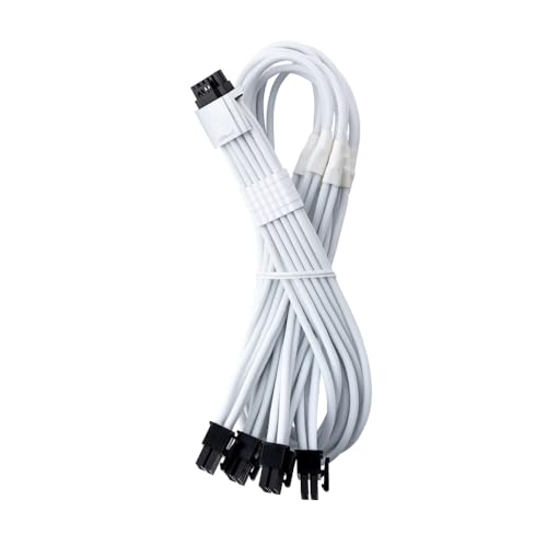 CableMod C-Series Pro ModMesh Sleeved 12VHPWR StealthSense PCI-e Cable for Corsair (White, 16-pin to Quad 8-pin, 60cm) - ModMesh 16 to 4x8P Cable (Corsair) - White