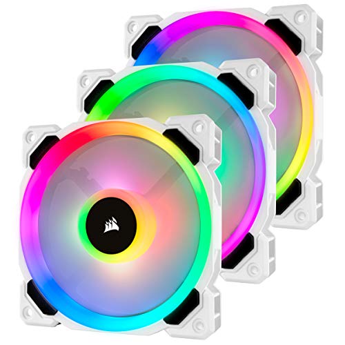 Corsair LL Series, LL120 RGB, 120mm RGB LED Fan, Triple Pack with Lighting Node PRO- White, Lighting Node PRO Included, LL120 RGB White,CO-9050092-WW - White - Triple Pack w/ Lighting Node PRO