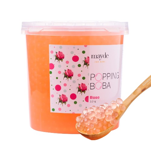 Mayde Popping Boba Pearls for Drinks, Desserts, & Breakfast Bowls (Rose Flavor, 7 Pounds)