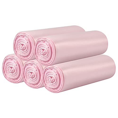 5 Rolls Small Trash Bags - 100 Counts Durable 4 Gallon Small Garbage Bags for home office kitchen Bathroom Bedroom Trash Can liners（Pink） - 100 Count Pink