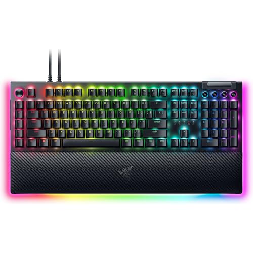 Razer BlackWidow V4 Pro Wired Mechanical Gaming Keyboard: Green Switches Tactile & Clicky - Doubleshot ABS Keycaps - Command Dial - Chroma RGB - Magnetic Wrist Rest - Snap Tap - BlackWidow V4 Pro - Green Switches - Tactile & Clicky - Black