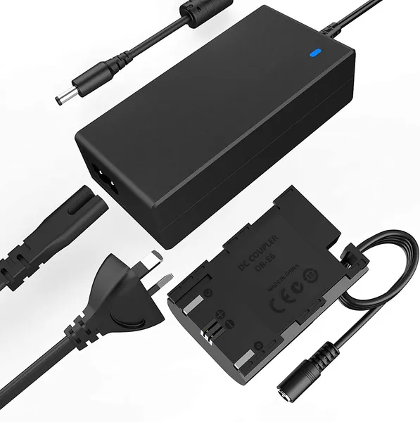 F1TP ACK-E6 AC Power Adapter Charger DR-E6 DC Coupler kit (Replacement LP-E6 LP-E6N Dummy Battery)for Canon EOS 5DS, 5DS R, 5D Mark II, 5D Mark III, 5D Mark IV, 60D, 60Da, 6D, 70D, 7D, 7D Mark II, 80D,90D,EOS R DSLR Cameras,with Fully-decoded Smart Chip.
