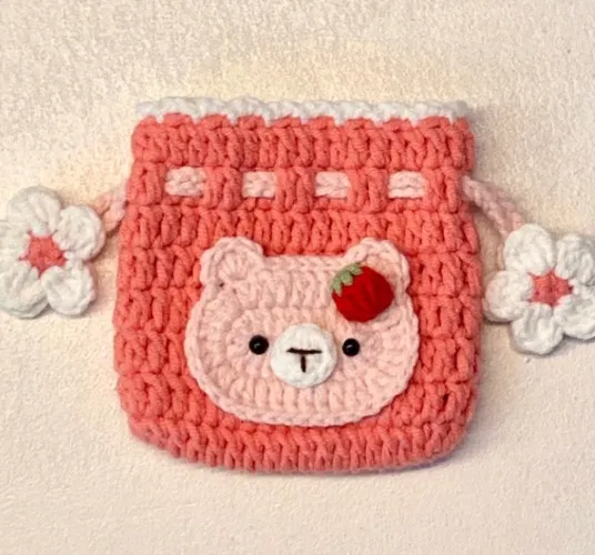 Handmade Crochet Drawstring Pouch