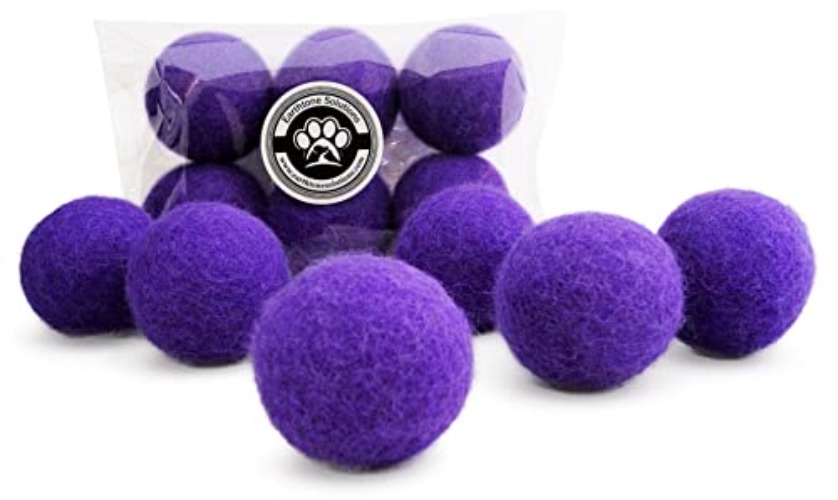 Earthtone Solutions Wool Cat Toys - Felt Cat Toy Balls for Small Pet Fetch and Play - Eco Friendly Quiet Wool Ball Cat Toy for Cats and Kittens - Choose Your Colors (Purple) - Purple