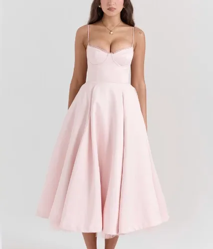 Mademoiselle Ballerina Pink Midi Dress | House of CB | Womenswear designed in London.