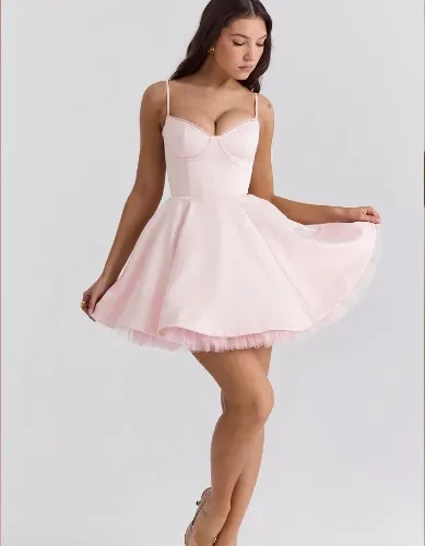 Minimoiselle Ballerina Pink Tulle Mini Dress | House of CB | Womenswear designed in London.
