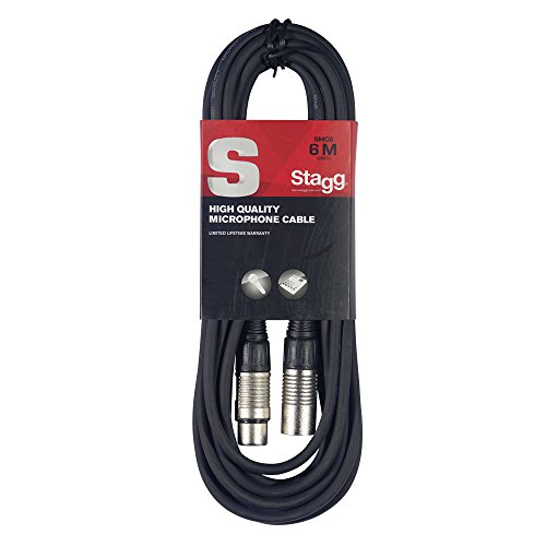 Stagg SMC6 6 metre standard microphone cable - Black - 6m - XLRf to XLRm