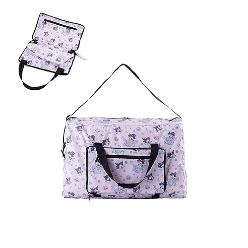 Anime Travel Tote Bags Foldable Overnight Bag Lightweight for Women Cartoon Duffel Bag for Trolley Tote Sleeve Gym Work (purple) - purple