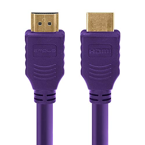 Cmple - HDMI Cable 3FT High Speed HDTV Ultra-HD (UHD) 3D, 4K @60Hz, 18Gbps 28AWG HDMI Cord Audio Return 3 Feet Purple - Purple - 3FT