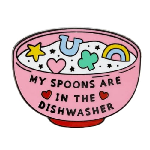 Ficsowy My Spoons Are In The Dishwasher Enamel Pins Chronic Illness Spoonie Mental Illness Pins Invisible Illness Pin Gifts for Friends - 1-pack