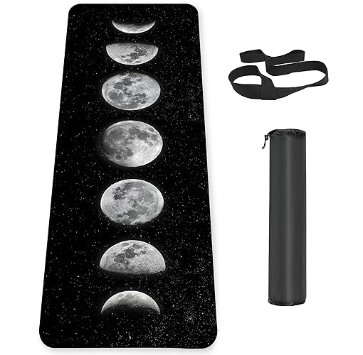 Knsbk Non Slip Yoga Mat TPE Workout Mat for Men Women, Thick Workout Mat with Carrying Strap, Fitness Mats for Exercise, Yoga, Fitness, Pilates, Floor Workouts (72" x 24" x 6mm) - Moon