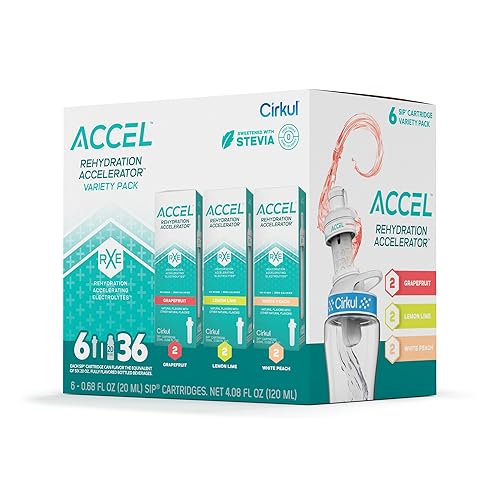 Cirkul Accel Flavor Cartridge Variety Pack, 6-Pack (2 Lemon Lime, 2 White Peach, 2 Grapefruit) - Accel Variety Pack
