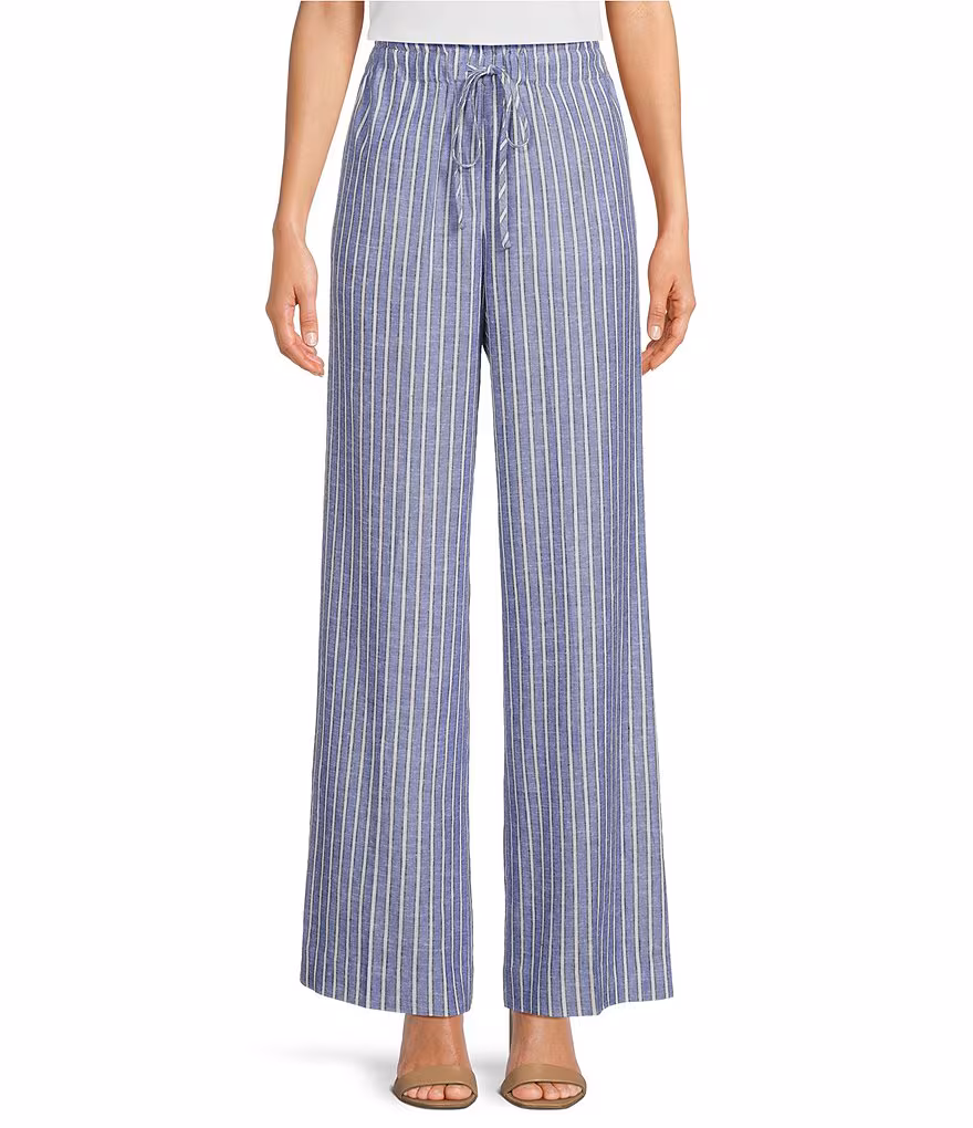 tyler boe Palmer Bermuda Stripe Wide Leg Elastic Waist Coordinating Drawstring Pants