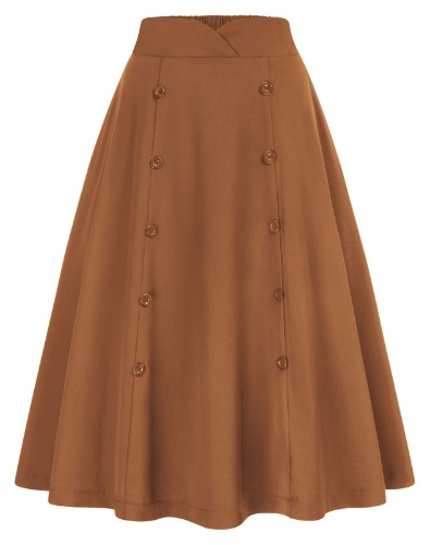 Belle Poque Vintage High Waist Swing Skirt with Pockets 