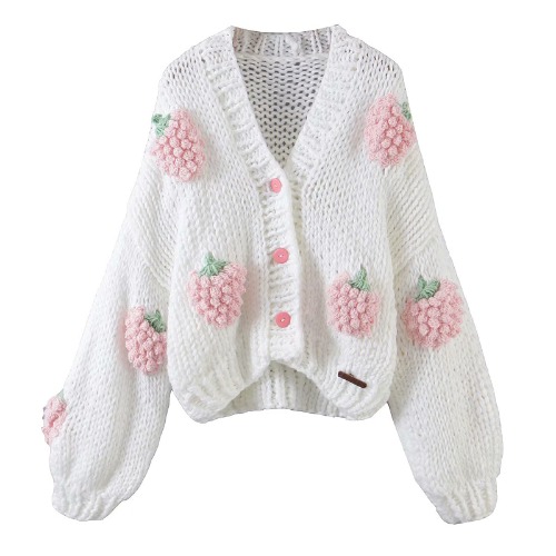 Women Y2K Fashion Cardigan Sweet 3D Flower 