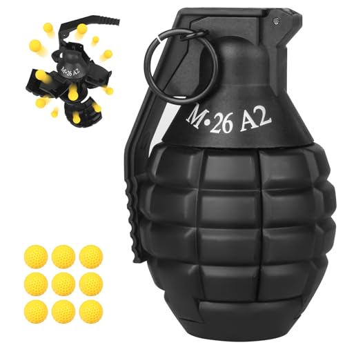 Toy-Hand Grenade for CS Battle Game,with 9 Foam Ammo Black Fun Impact Tactical CS-Grenade Toys Outdoor Team Sport for Age 14 Years Old and up and Adults