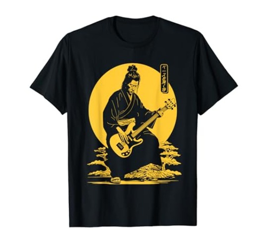 Vintage Japanese Samurai Bass Player Men, Women T-Shirt - Women - Royal Blue - 3X-Large