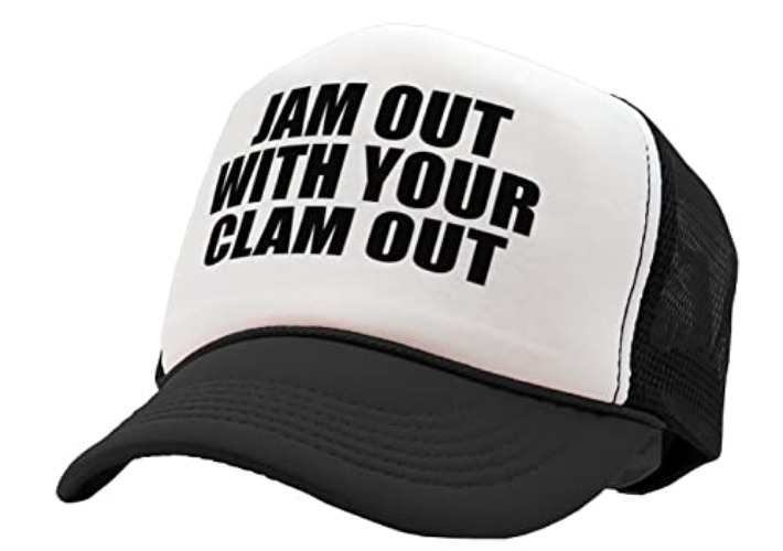 The Goozler - JAM Out with Your Clam Out - Funny Party Club - Vintage Retro Style Trucker Cap Hat - Black - One Size