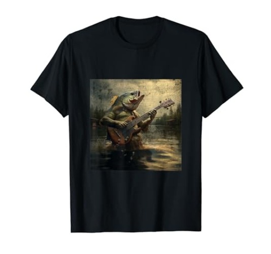 Weird Bass Fish Playing Bass Guitar Funny Cursed Meme T-Shirt - Women's Plus - Heather Grey - 6X