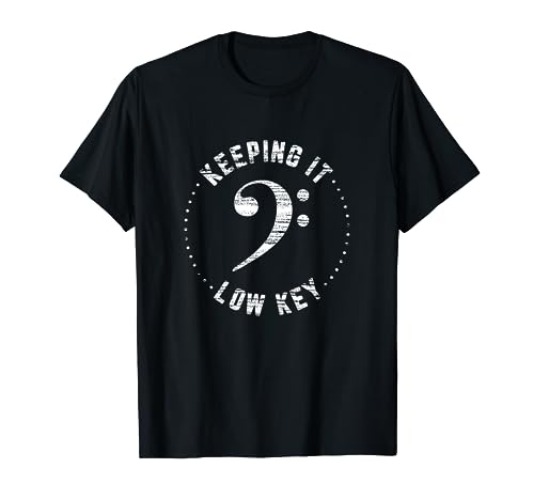 Bass Clef Music T-Shirt Keeping It Low Key Musician Humor - Men - Red Heather - XX-Large