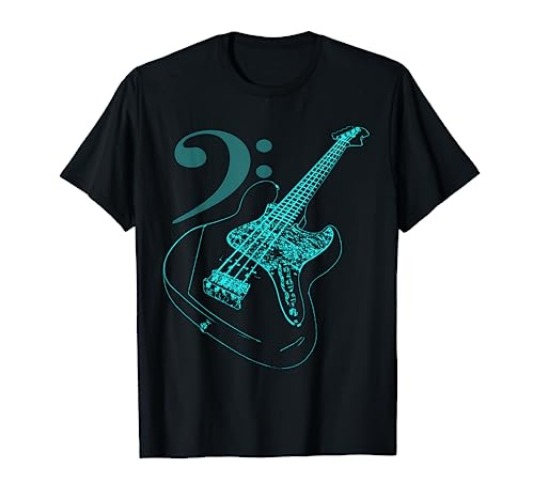 Bass with Clef Neon T-Shirt for Bassists & Bass Player - Youth - Purple - Large