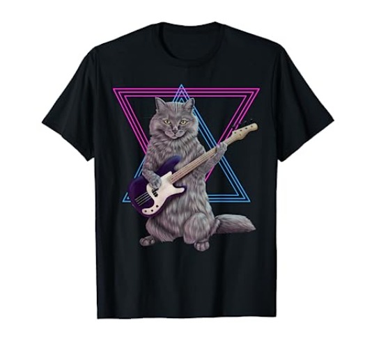 Bass cat - Rock kitty on a bass guitar T-Shirt - Youth - Royal Blue - Large