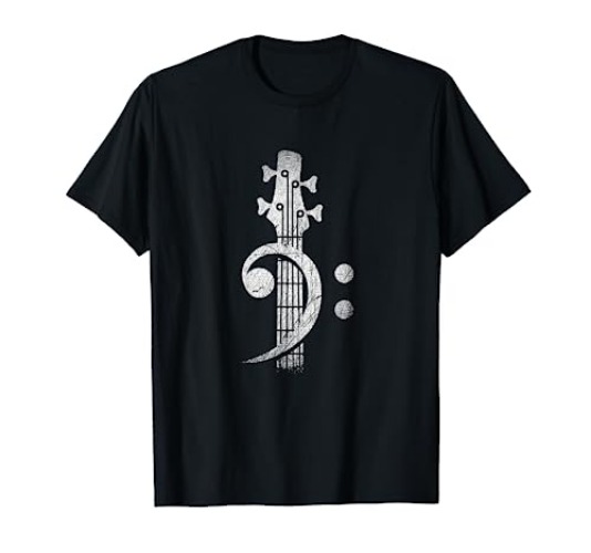 Bass Cleff Headstock Bass Guitar T-Shirt - Youth - Royal Blue - Large