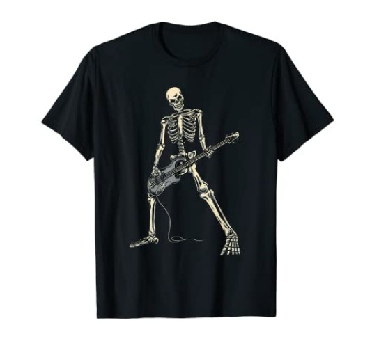 Skeleton Playing Bass for Bassist and Guitar Bass Players T-Shirt - Youth - Royal Blue - Large