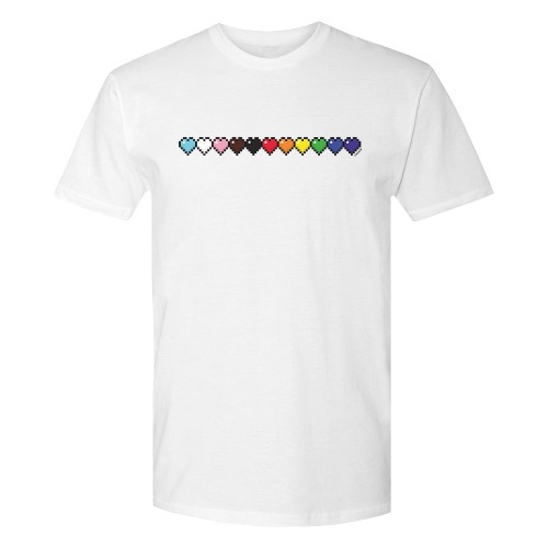 Minecraft Rainbow Life Bar Adult Short Sleeve T-Shirt | White / XXL