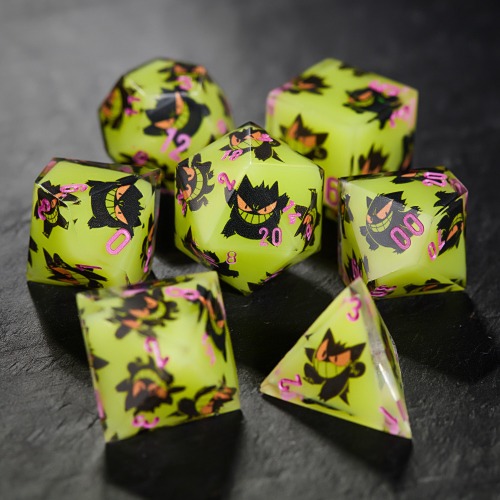 Pokemon Gengar Green Resin DnD D&D Dice Set | Full Set