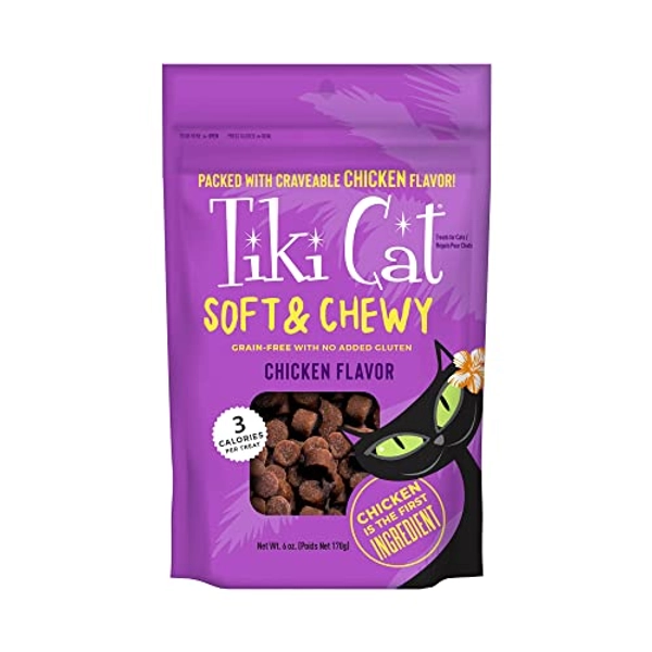 TIKI PETS Soft & Chewy Cat Treats, Chicken, 6 Ounce Pouch