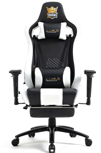 Dr Luxur Colossus Ergonomic Gaming Office Chair for Work from Home with Lumbar Support, PU Leather, with Footrest, Removable Neck, 4D Arm Rest, and Multi Position Locking Mechanism (Colossus Black)