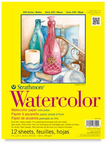 Strathmore 300 Series Watercolor Pad - 9" x 12", Cold Press, Tapebound