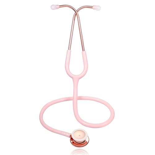 Unlock Heartbeats ♡ ♥💕❤ Scienlodic Double-Sided Stethoscope with Ear Tips, Professional Stethoscope for Doctor Nurse Clinical Student Use, Customized Gold-Plated High-end - Light Pink - 03-Light Pink