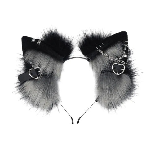 Cute Kawaii Cat Ears Hair Hoop - black gray