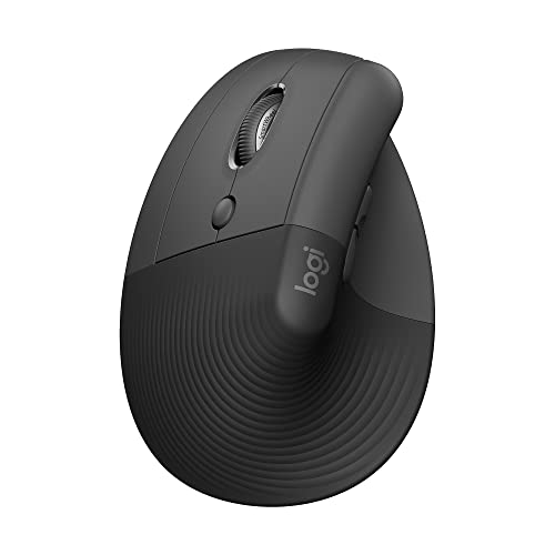 Logitech Lift Vertical Ergonomic Mouse, Left-handed, Wireless, Bluetooth or Logi Bolt USB, Quiet clicks, 4 buttons, compatible with Windows/macOS/iPadOS, Laptop, PC - Graphite - Left-Handed - Mouse - GRAPHITE