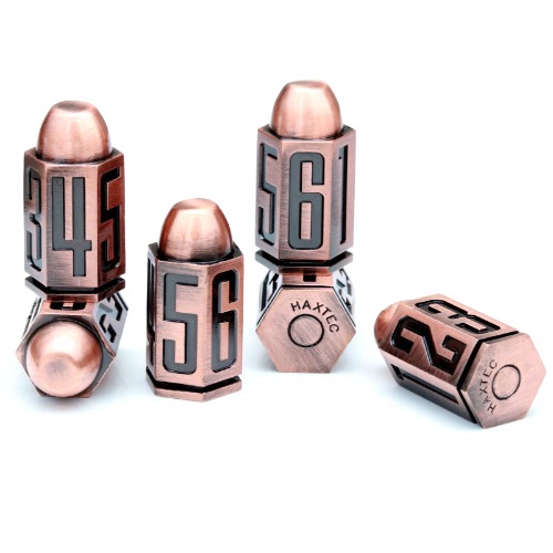 Haxtec Bullet Metal Dice Set 6 Pack Antique Copper Metal D6 Die Polyhedral D&D Dice for D and D Dungeons and Dragons Accessories Gifts - Antique Copper Bullet