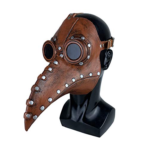 Stegosaurus Plague Doctor Bird Mask Long Nose Beak Cosplay Steampunk Halloween Costume Props Latex Material - C-bronze