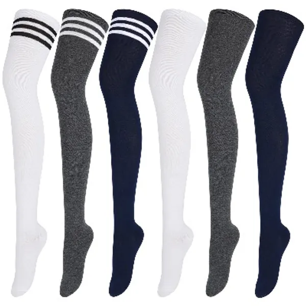 6 Pairs Extra Long Thigh High Socks