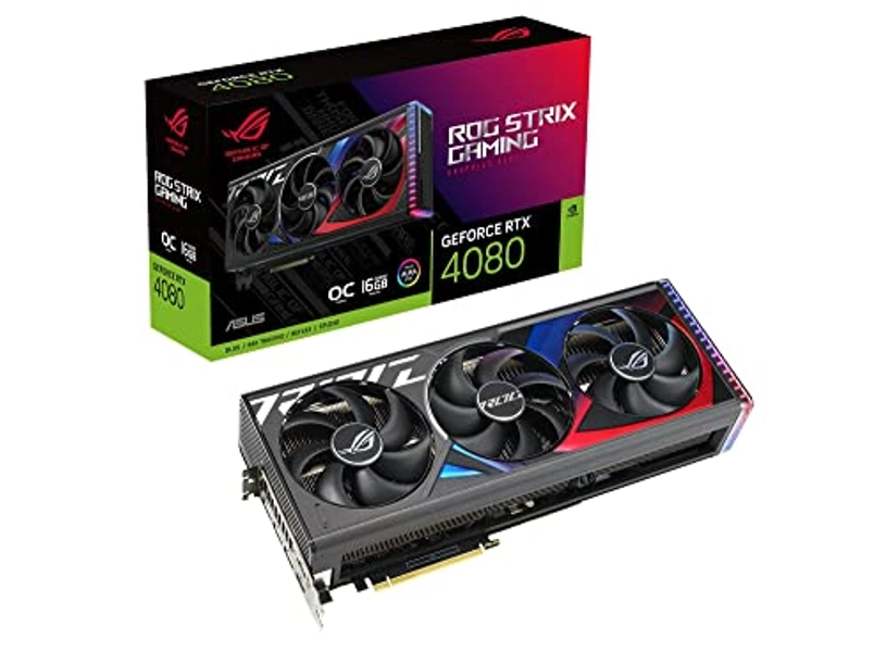 ASUS ROG Strix GeForce RTX 4080 O16G Gaming OC Scheda Grafica Gaming, OpenGL 4.6, 16 GB GDDR6X, PCIe 4.0, HDMI 2.1a, DisplayPort 1.4a, GPU Tweak III, Nero