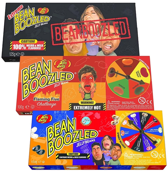 Jelly Belly Bean Boozled Set - Ruota della fortuna + Flaming Five edizione calda e Extreme Special Edition 2x 100g und 1x 125g