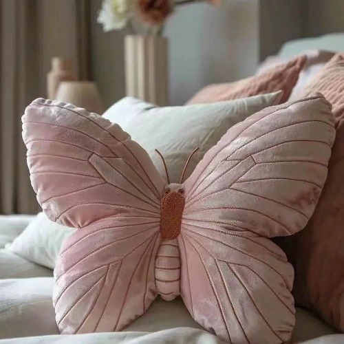 Pink Butterfly Pillow - Solid Pink