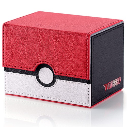 Tombert 150+ Premium Deck Box Case for PTCG MTG, Large Capacity with 2 Dividers, Fits 100+ Sleeved Cards TCG Trading Card Games(Horizontal - Red & White) - Horizontal- Red&White